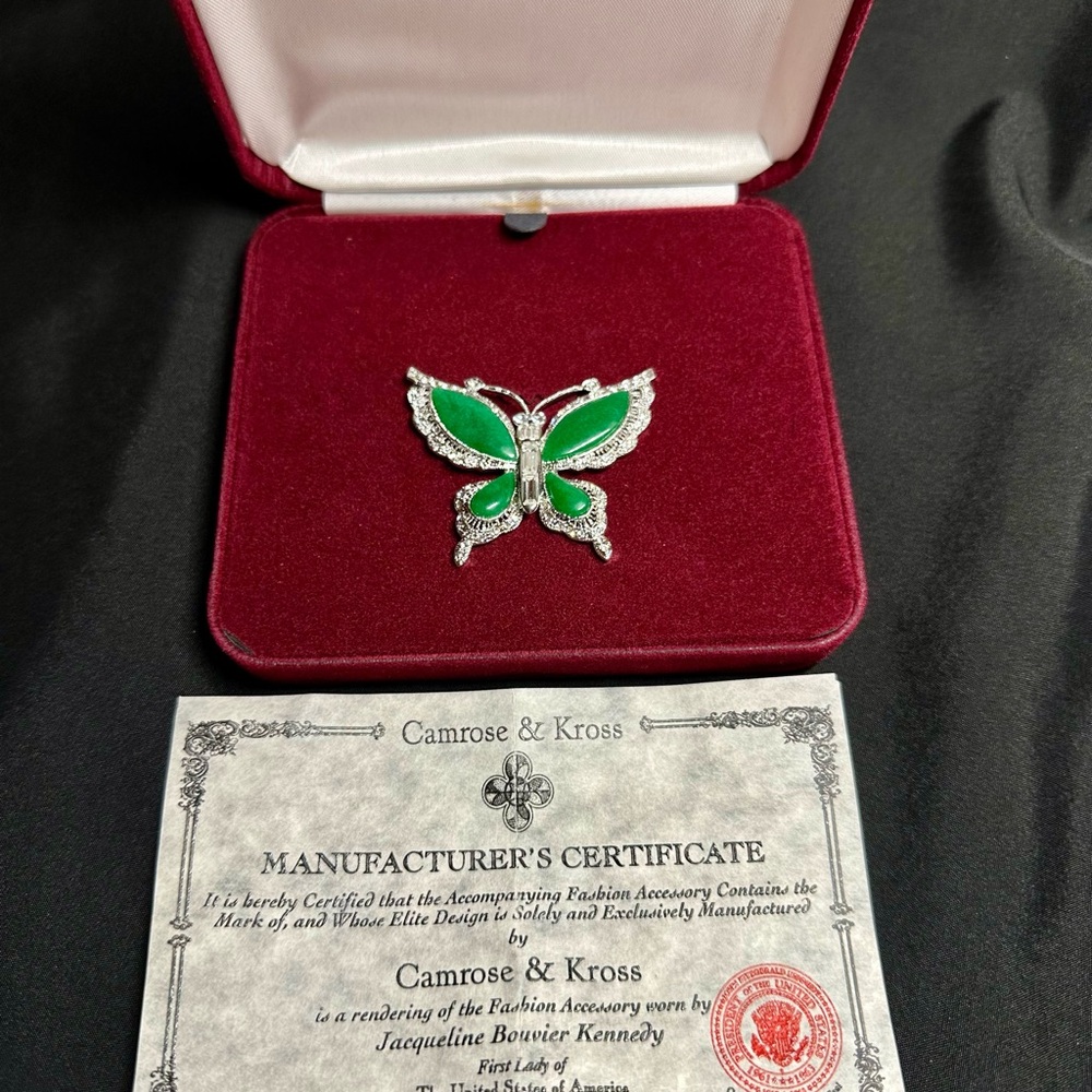 Camrose & Kross Green Butterfly JBK Brooch